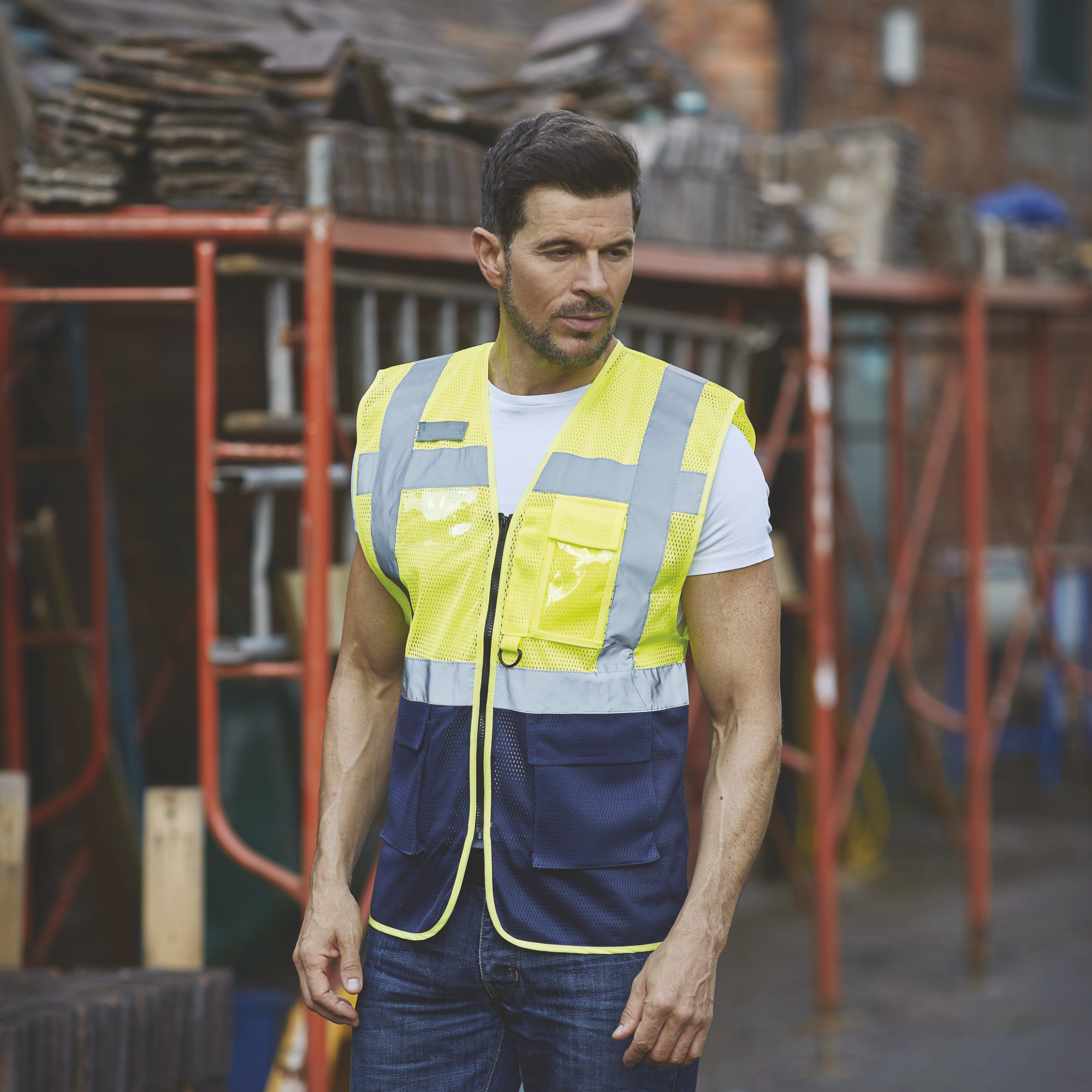 Cycle HV – Gilet haute visibilité Yoko multipoches en maille filet