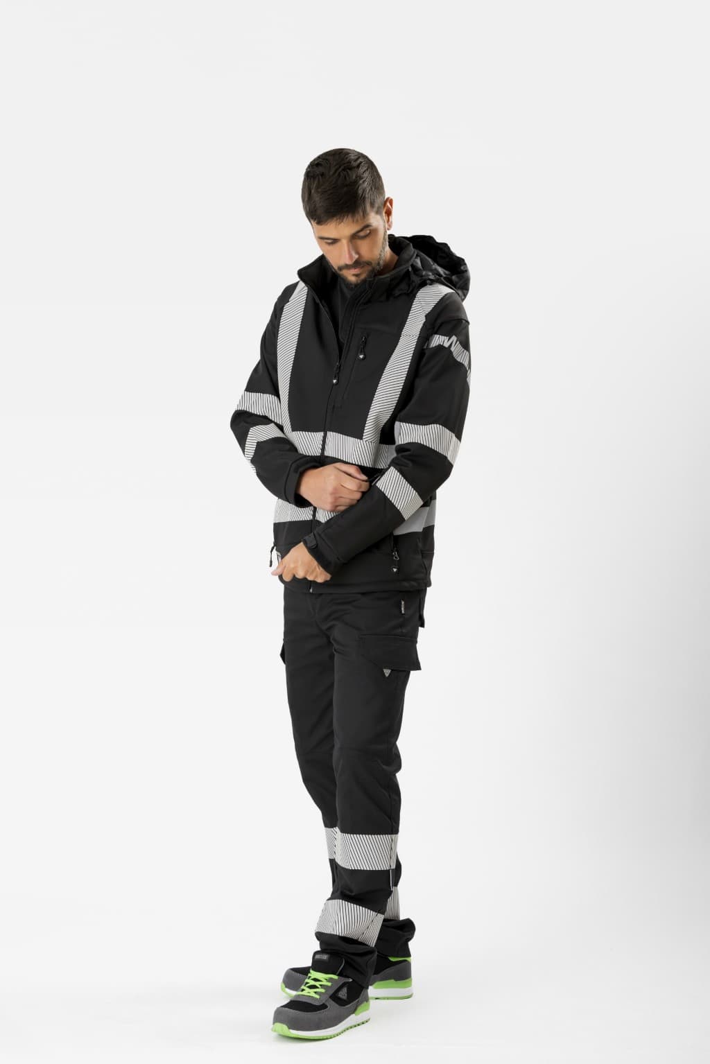 Atlas HV – Veste workshell à capuche réfléchissante